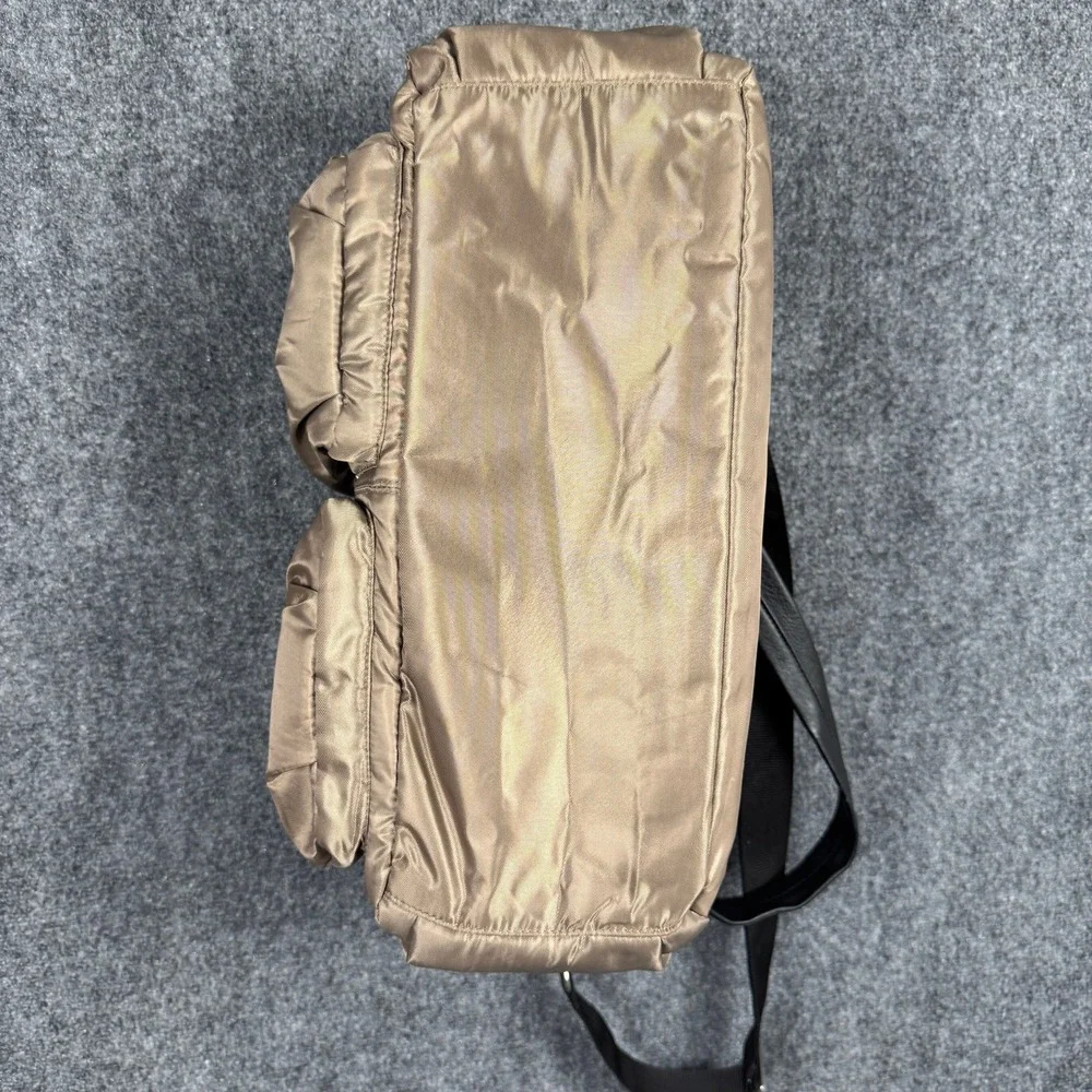 Wendy Bellissimo Supply Satchel Nylon Tan Diaper Bag with Attached Changing Pad